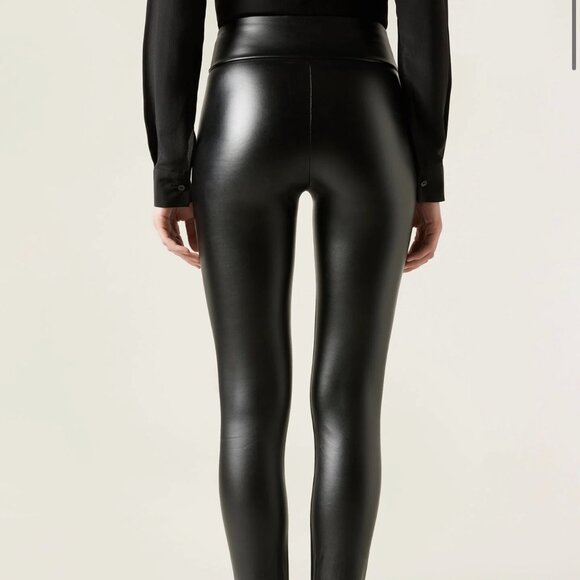 NEW Calzedonia Faux Leather Thermal Leggings Black XS - Picture 2 of 5